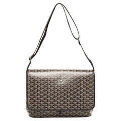 Sac messager Goyard Capetien en toile enduite Goyardine noire