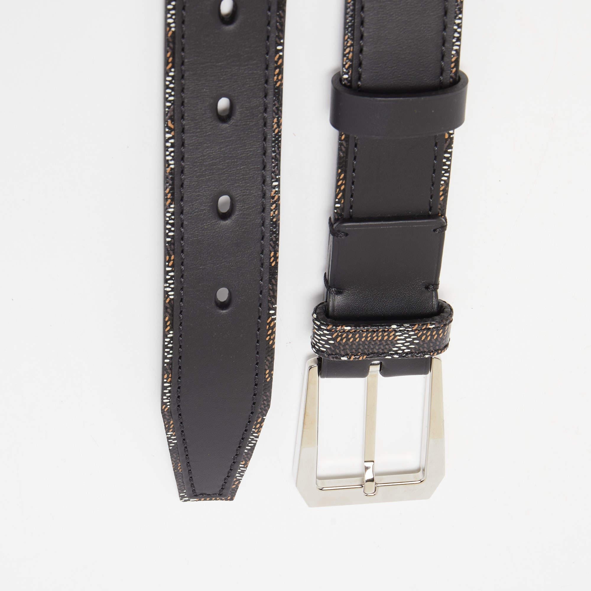 This chic and classy belt from Goyard will be an amazing buy! It is crafted from the signature Goyardine canvas with leather and styled with a silver-tone pin buckle and two loops that seamlessly fasten the belt.

Includes: Original Dustbag,