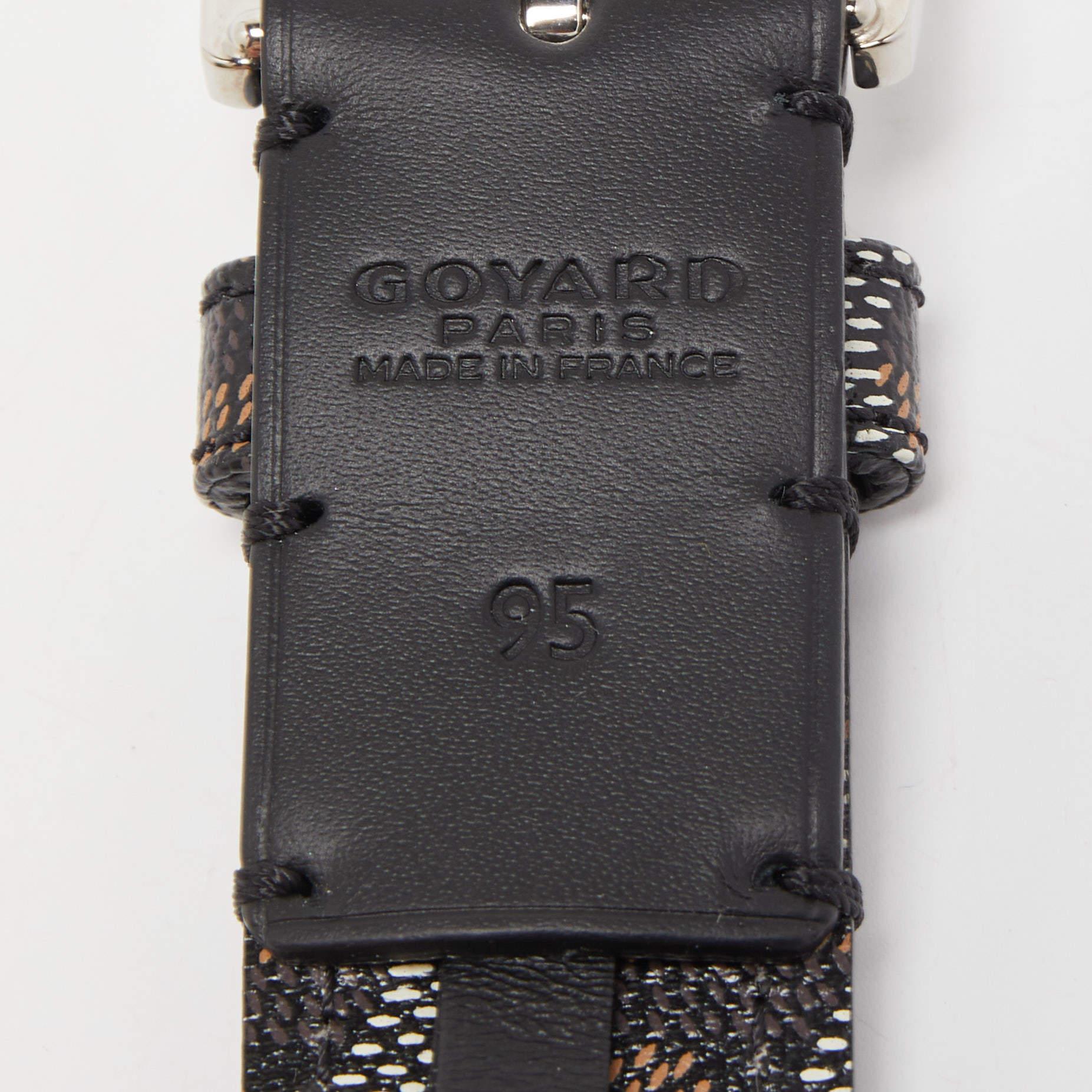 Goyard Black Goyardine Coated Canvas Florida Buckle Belt 95CM In New Condition In Dubai, Al Qouz 2