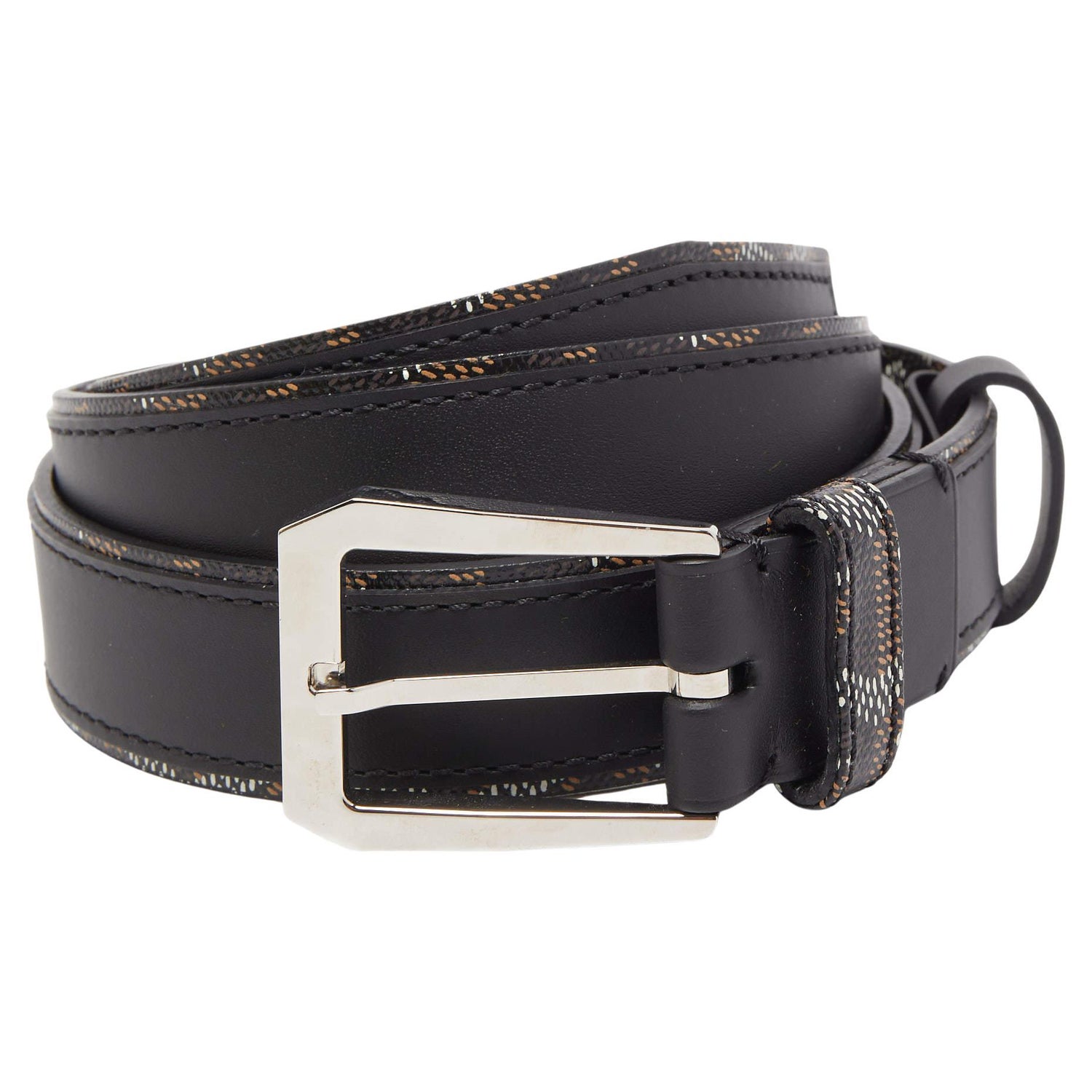 Goyard Black Leather Monogram belt black *Rare*