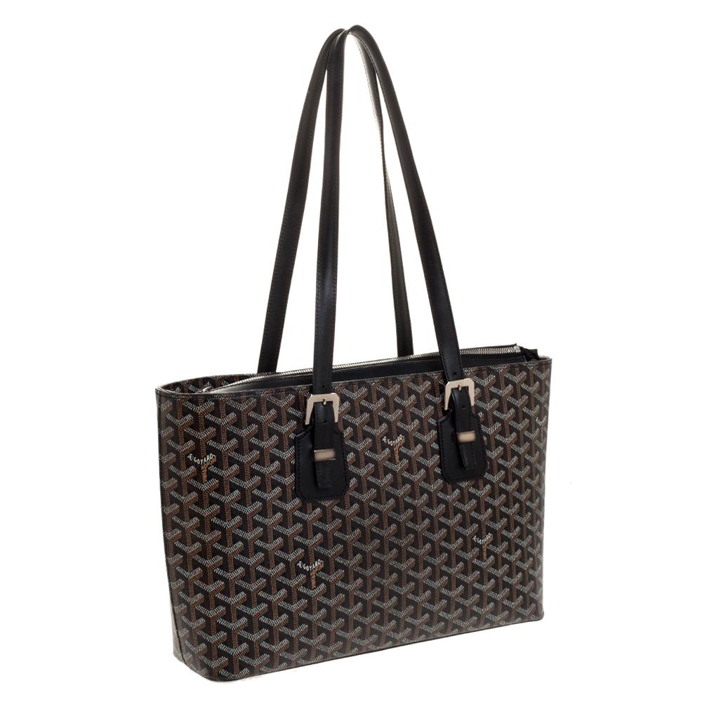 Goyard Black Goyardine Coated Canvas Marie Galante MM Bag In Good Condition In Dubai, Al Qouz 2