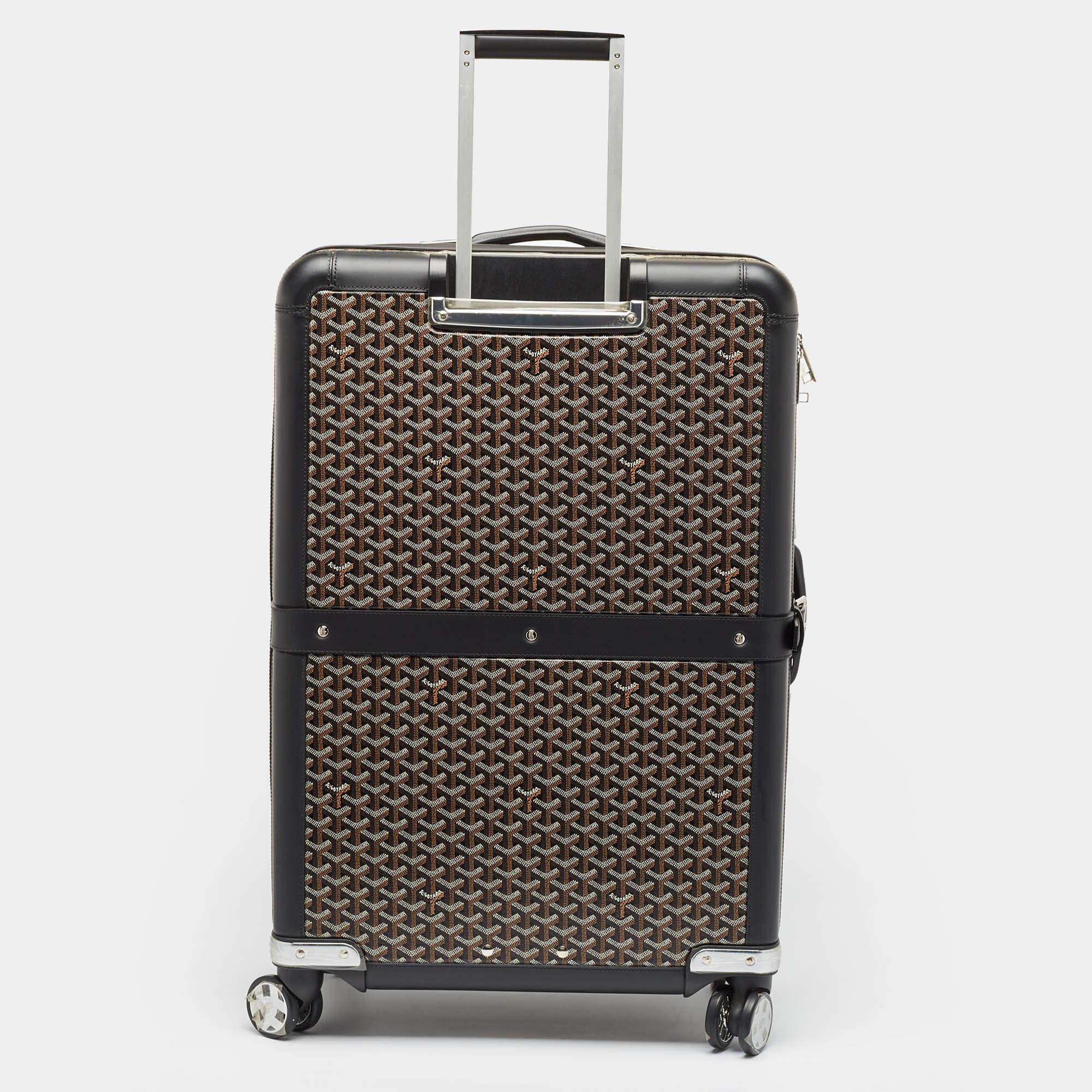 Men's Goyard Black Goyardine Coated Canvas Satolas GM Rolling Suitcase For Sale