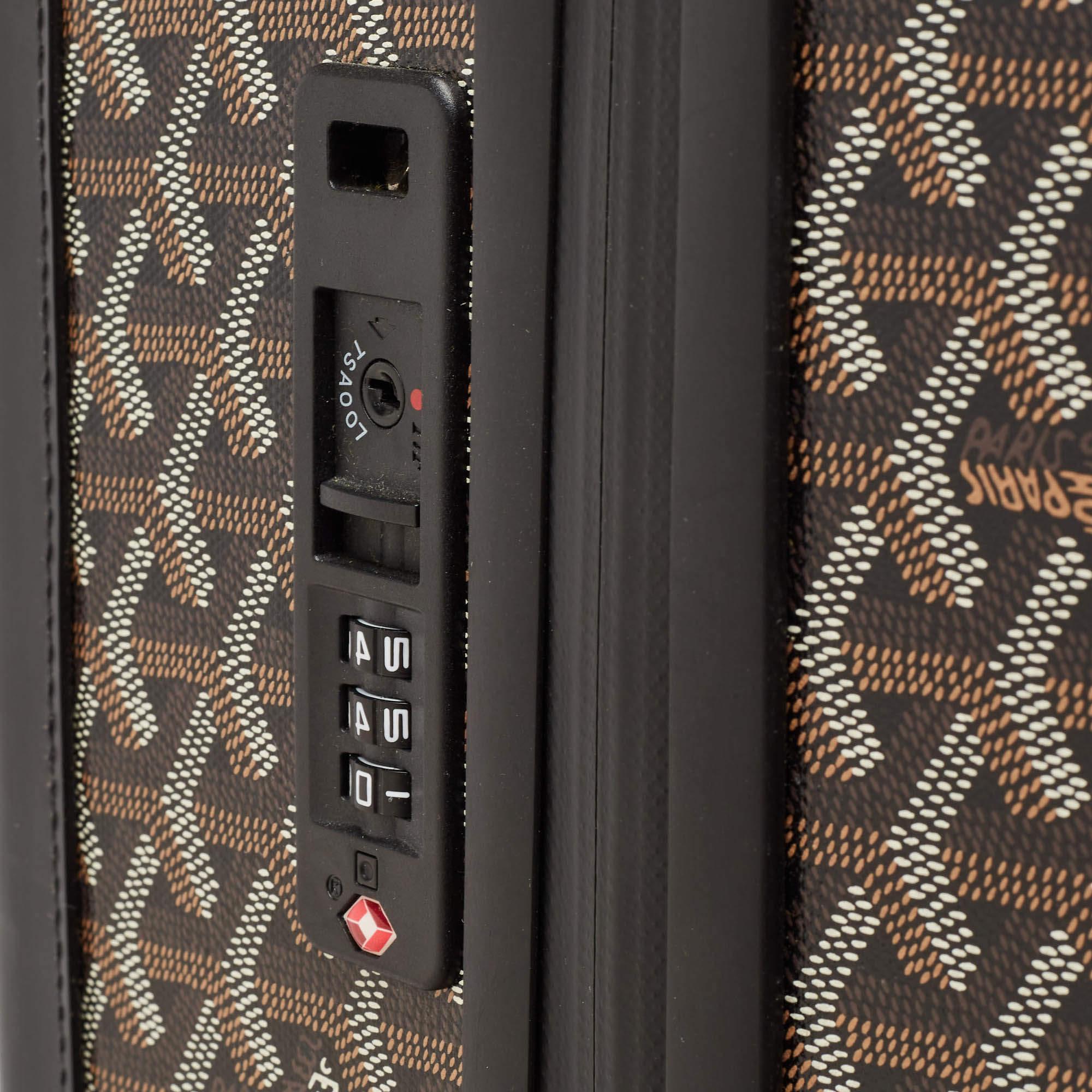 Goyard Black Goyardine Coated Canvas Satolas GM Rolling Suitcase For Sale 2