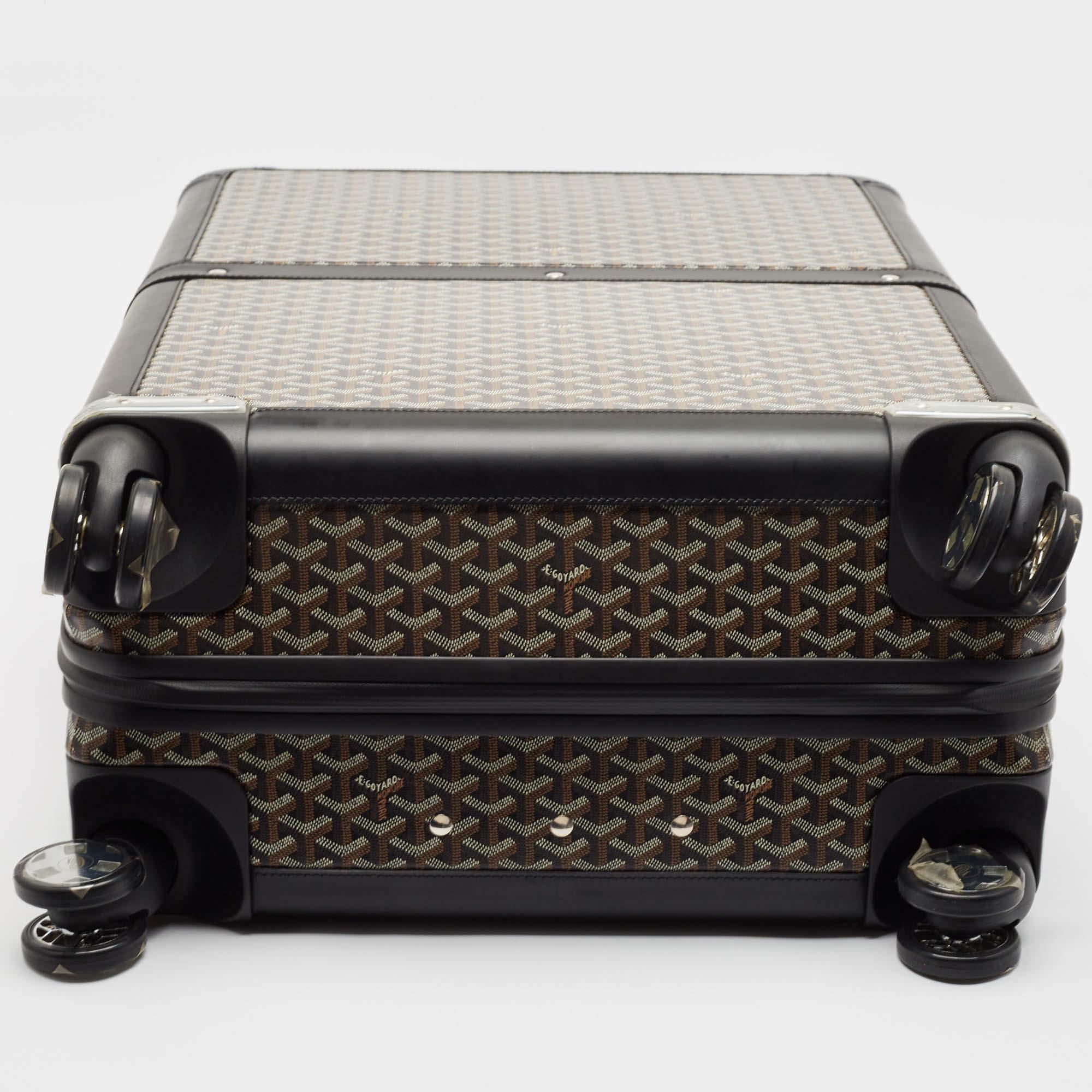 Goyard Black Goyardine Coated Canvas Satolas GM Rolling Suitcase For Sale 3