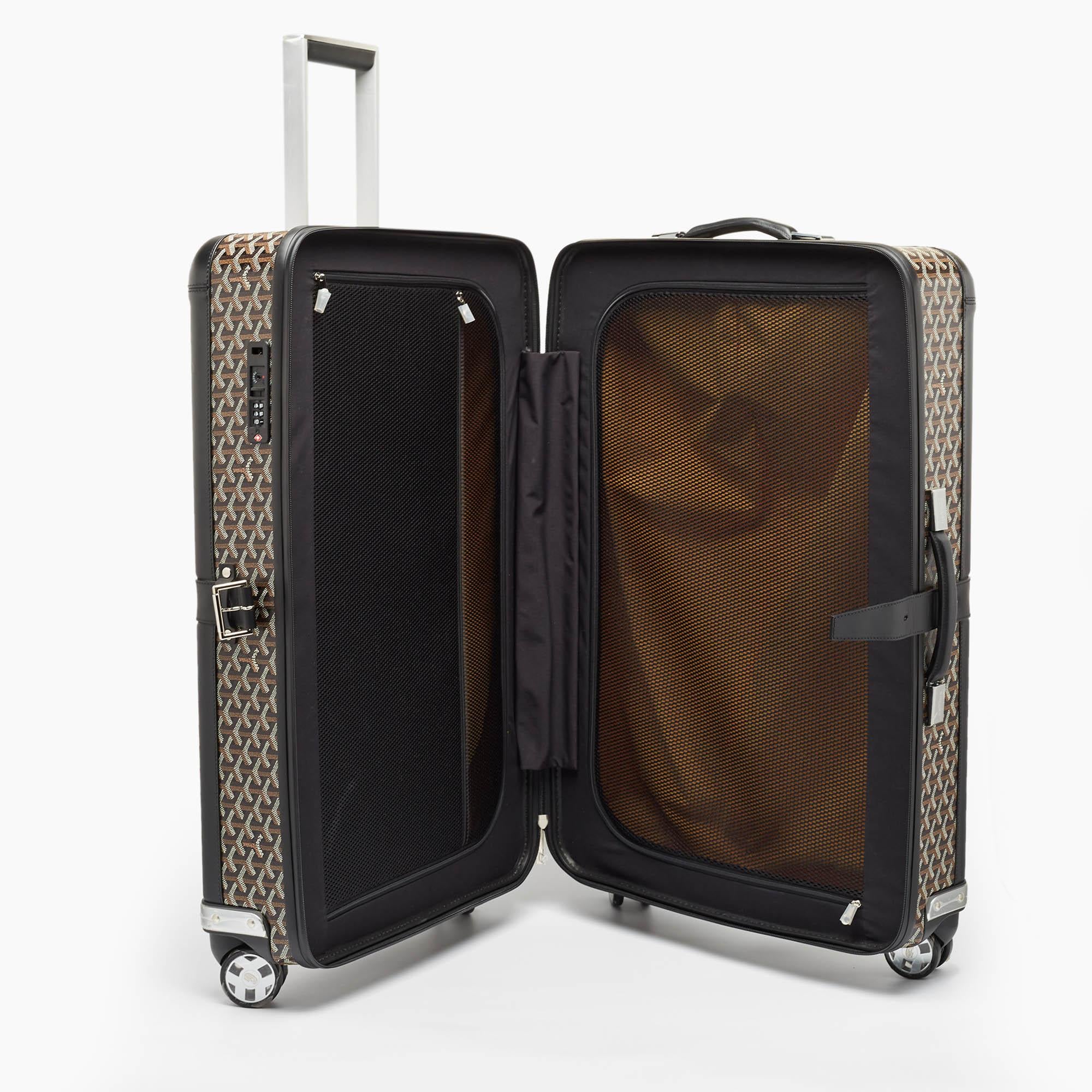 Goyard Black Goyardine Coated Canvas Satolas GM Rolling Suitcase For Sale 4