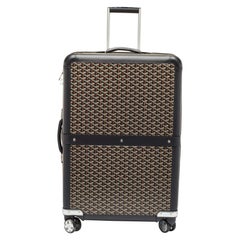 Valise à roulettes Goyard en toile enduite Goyardine noire Satolas GM