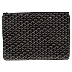 Goyard Black Goyardine Coated Canvas Senat GM Clutch