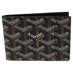 Goyard Goyard Schwarz Goyardine beschichtetes Segeltuch Victoire Bifold Kartenetui
