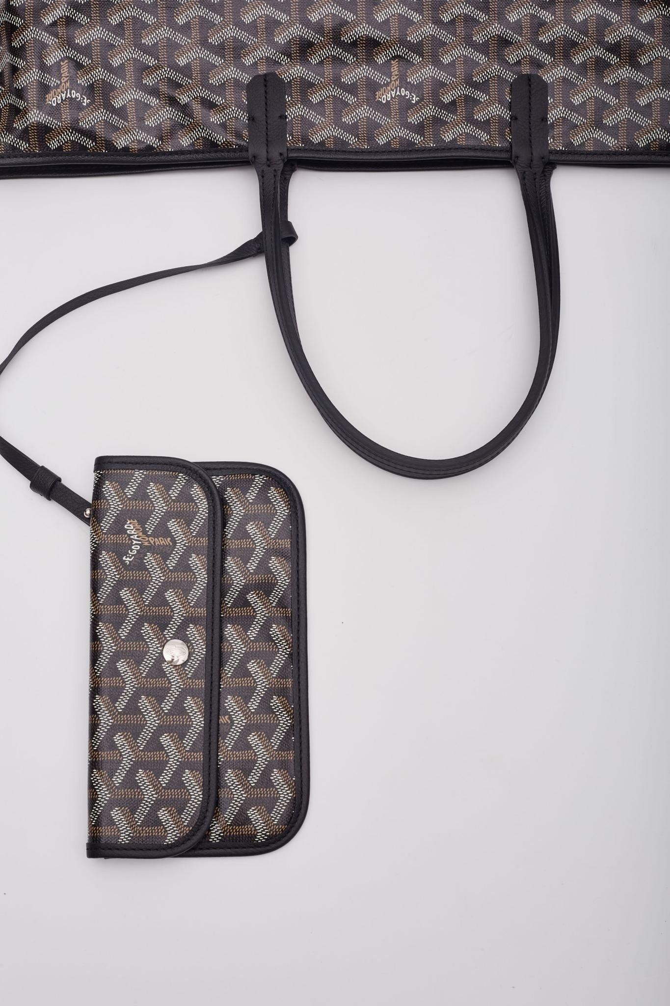 Goyard Black Goyardine Saint Louis PM Tote For Sale 6