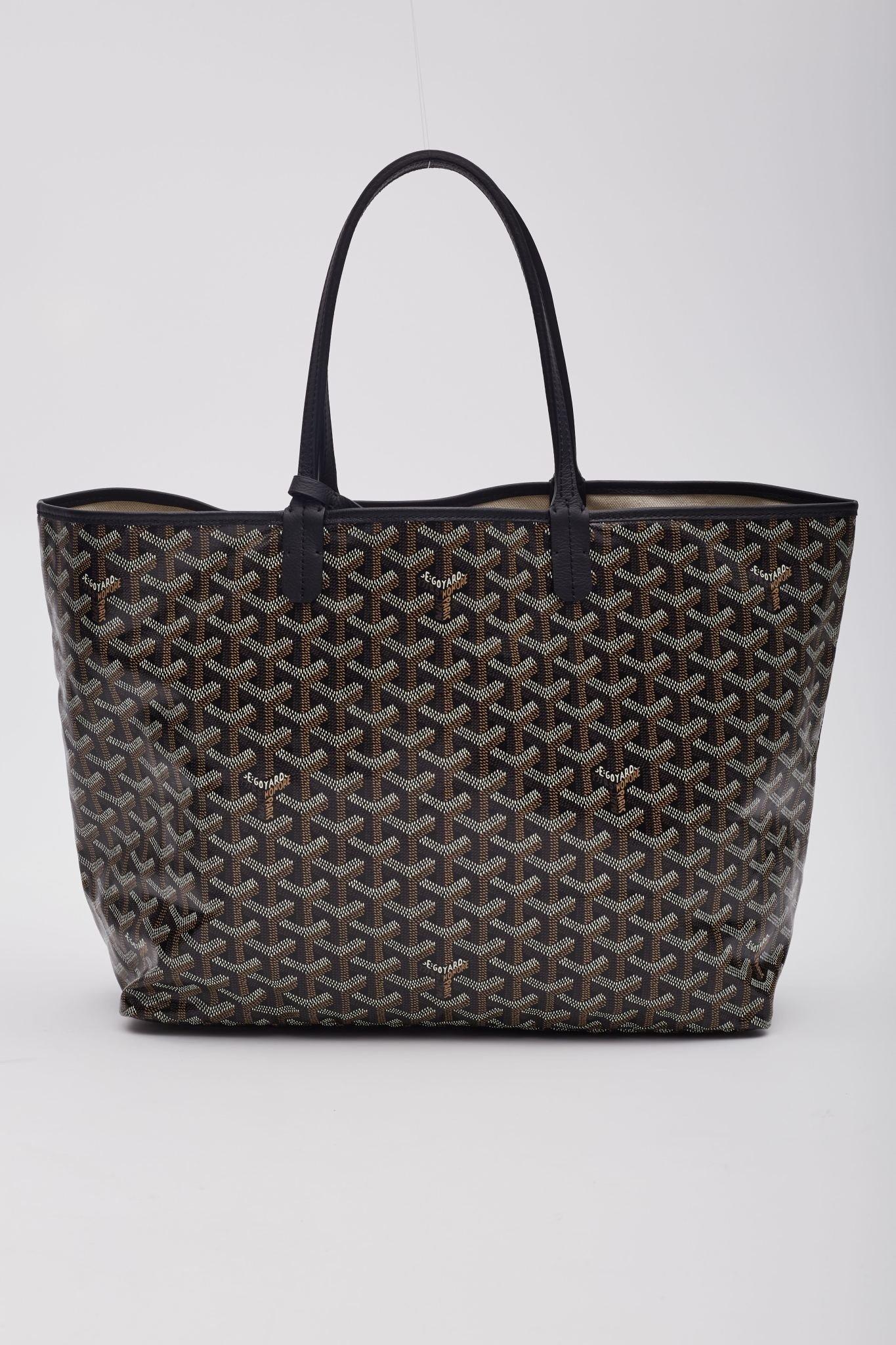 Goyard Black Goyardine Saint Louis PM Tote In Excellent Condition For Sale In Montreal, Quebec