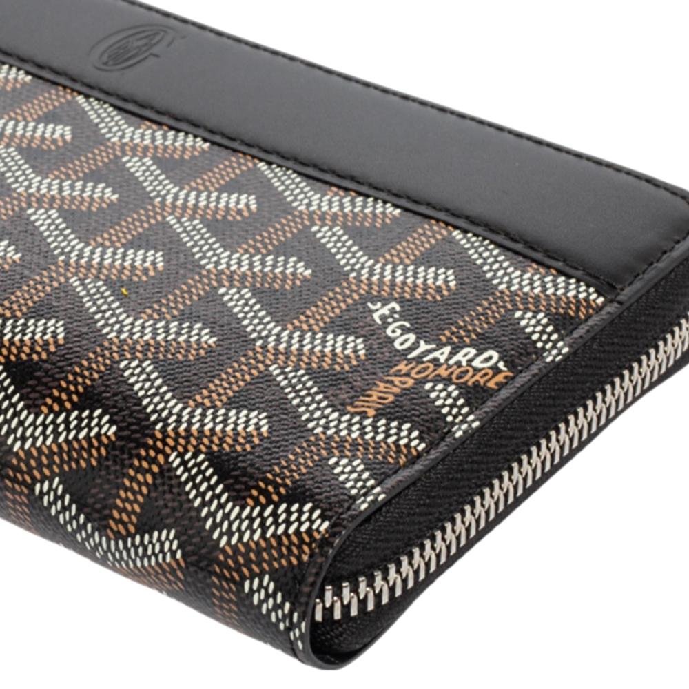 Women's Goyard Black Goyardline Coated Canvas and Leather Matignon Zip Around Wallet