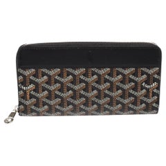 Goyard Black Goyardline Coated Canvas and Leather Matignon Zip Around Wallet
