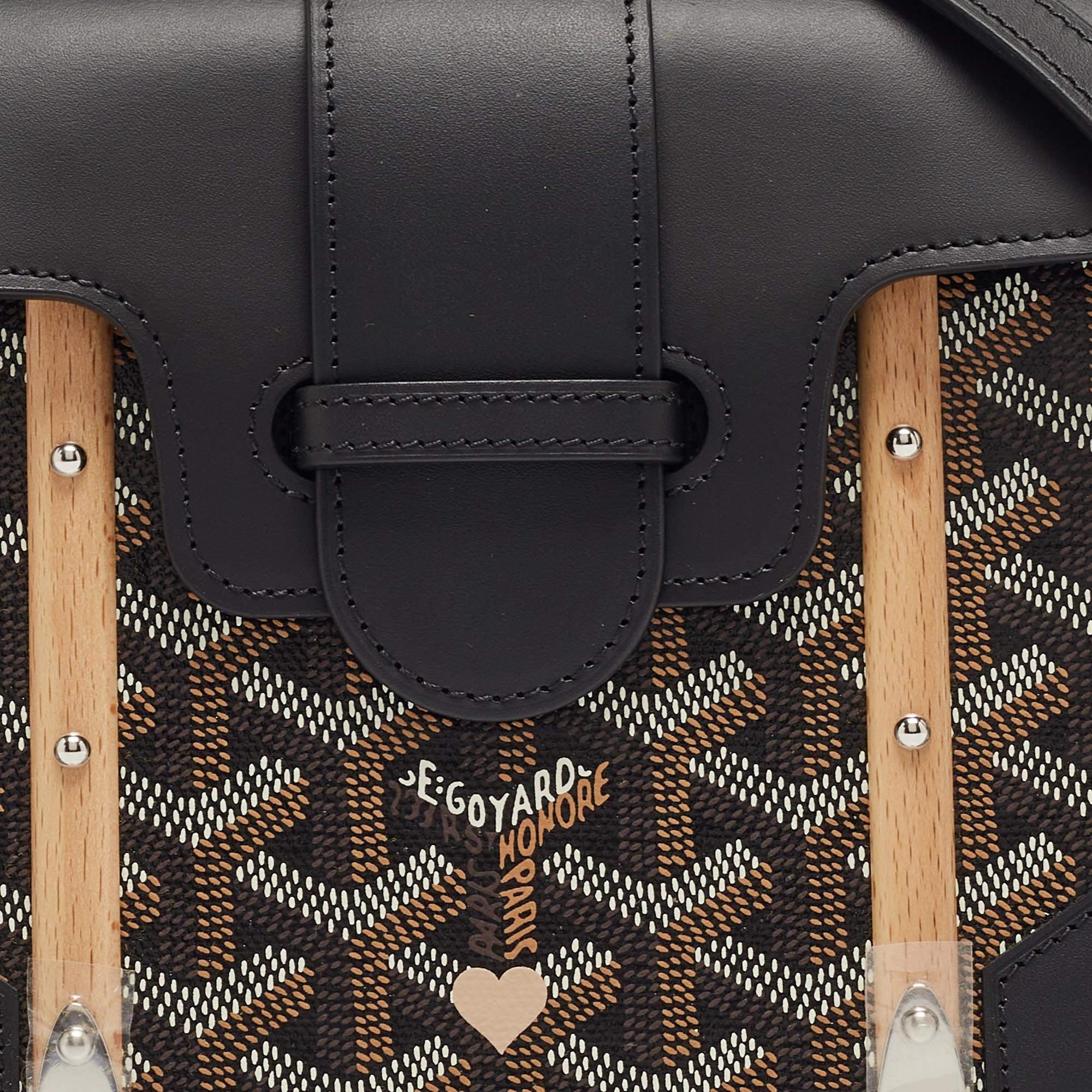 Goyard Black Leather Limited Edition Customized Heart Mini Saigon Top Handle Bag 1