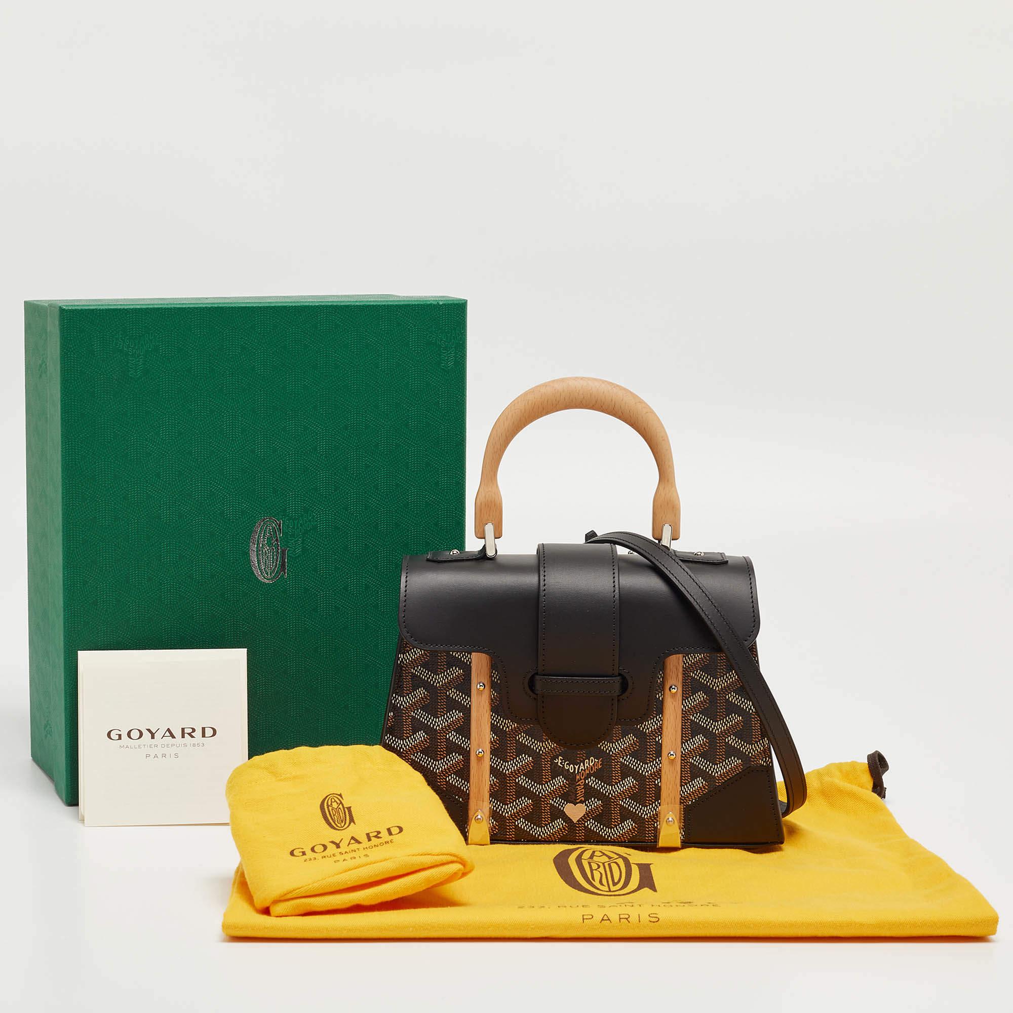 Goyard Black Leather Limited Edition Customized Heart Mini Saigon Top Handle Bag 5
