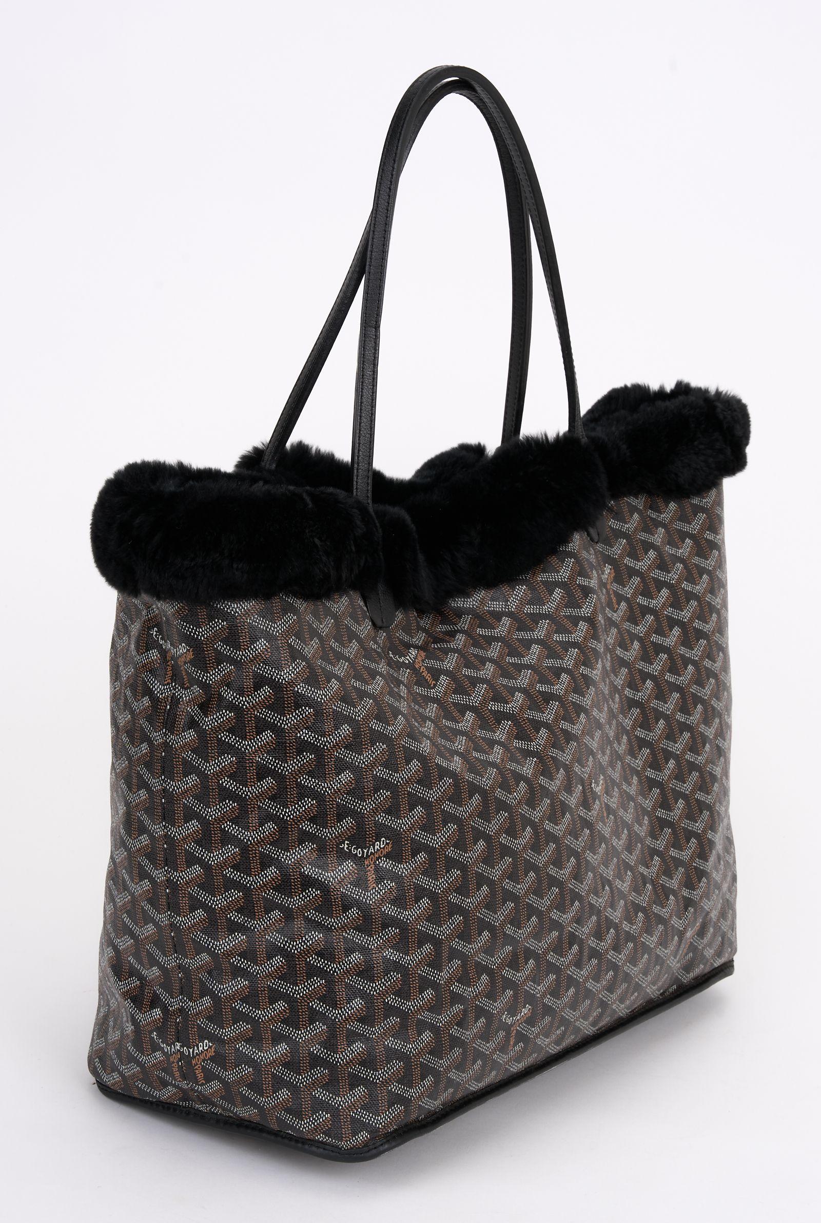 Goyard Black Lim. Ed. Fur Lined Tote In Excellent Condition For Sale In West Hollywood, CA