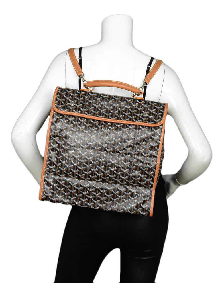 Goyard Black Tan Canvas Goyardine Saint Leger Briefcase Backpack Bag