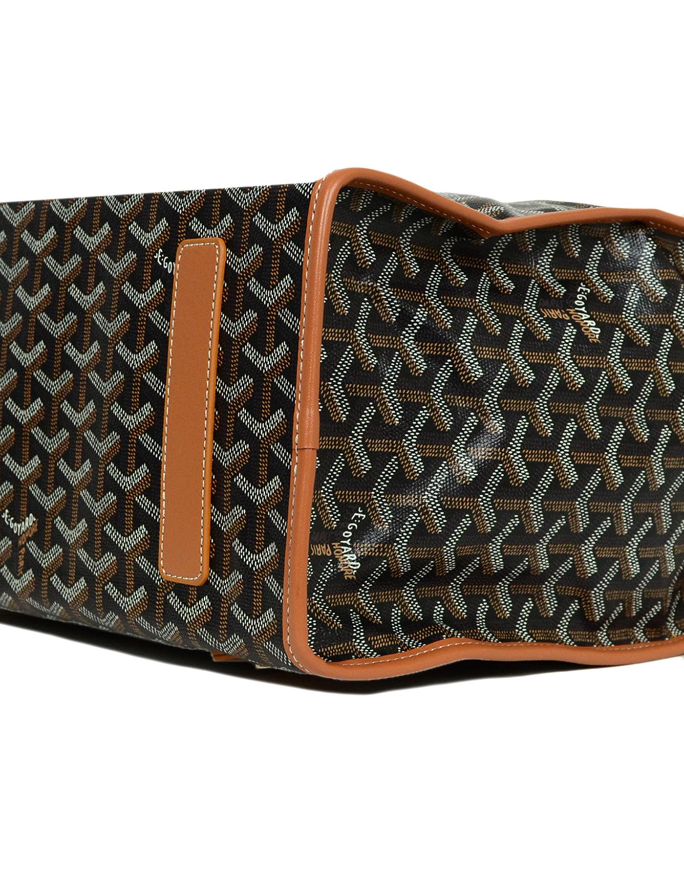 Goyard Black Tan Canvas Goyardine Saint-Leger Briefcase Backpack Bag In Excellent Condition In New York, NY