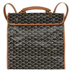 Goyard Black Tan Canvas Goyardine Saint-Leger Briefcase Backpack Bag