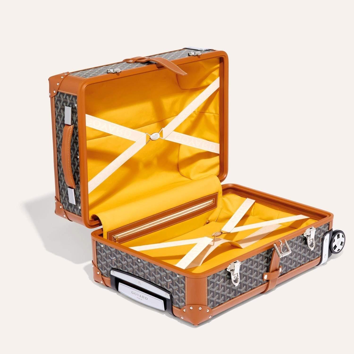 Women's Goyard Black & Tan Goyardine Canvas & Clamecy Cowhide Bourget PM Trolley Case For Sale