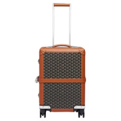 Goyard Schwarz & Tan Goyardine Canvas & Clamecy Rindsleder Bourget PM Trolley Case