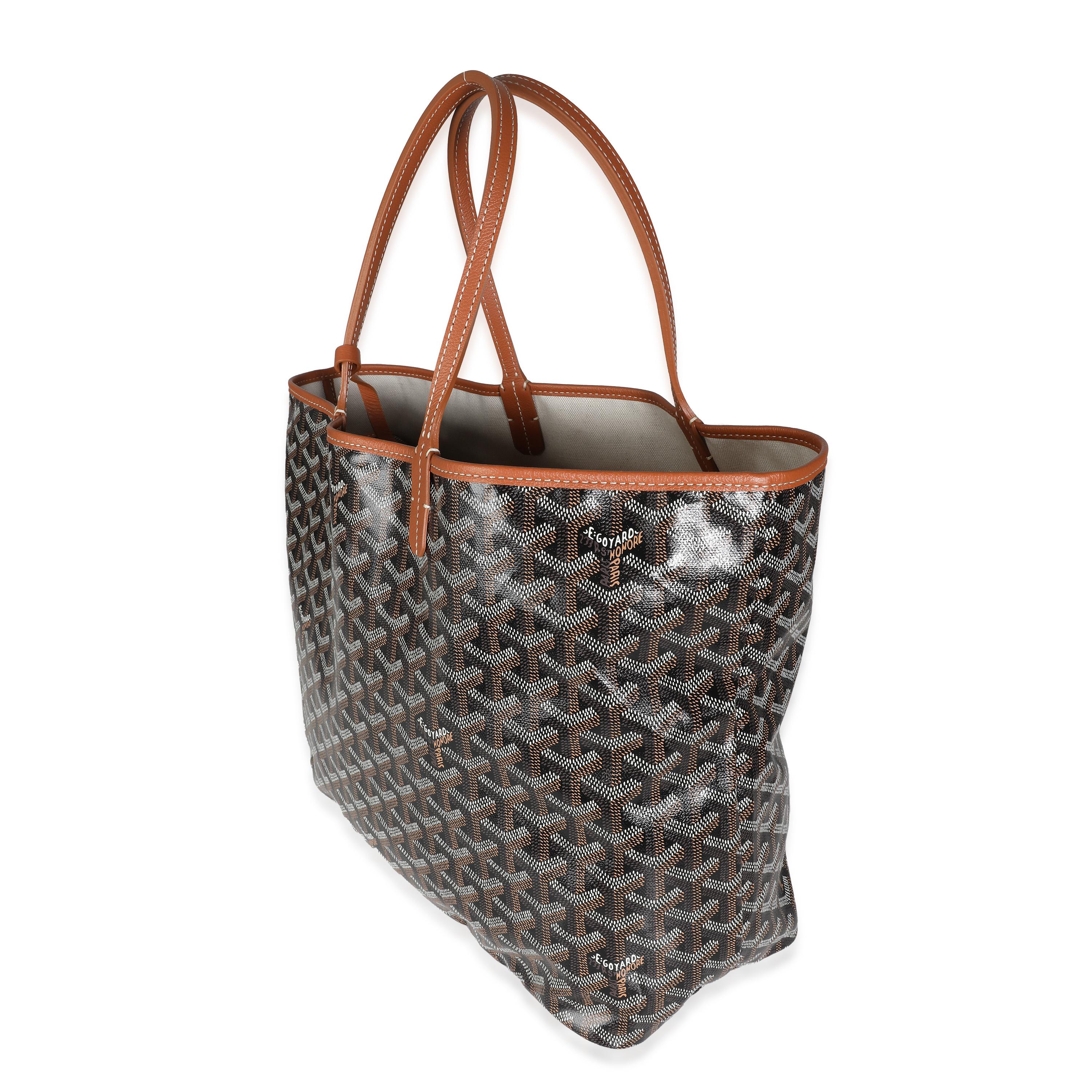 Goyard Black Tan Goyardine Canvas Saint Louis PM In Excellent Condition In New York, NY