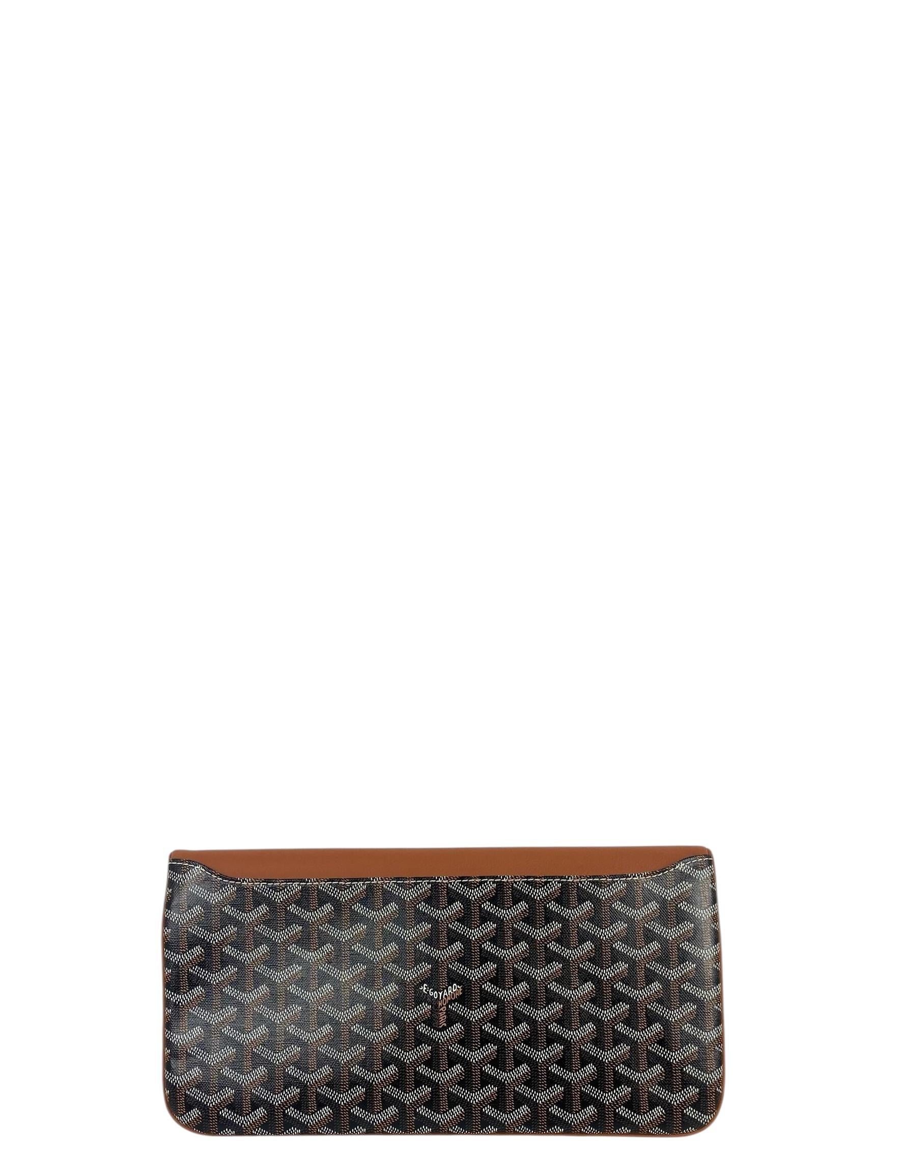 Goyard Black/ Tan Goyardine Sainte Marie Soft Clutch Bag Marrón en venta