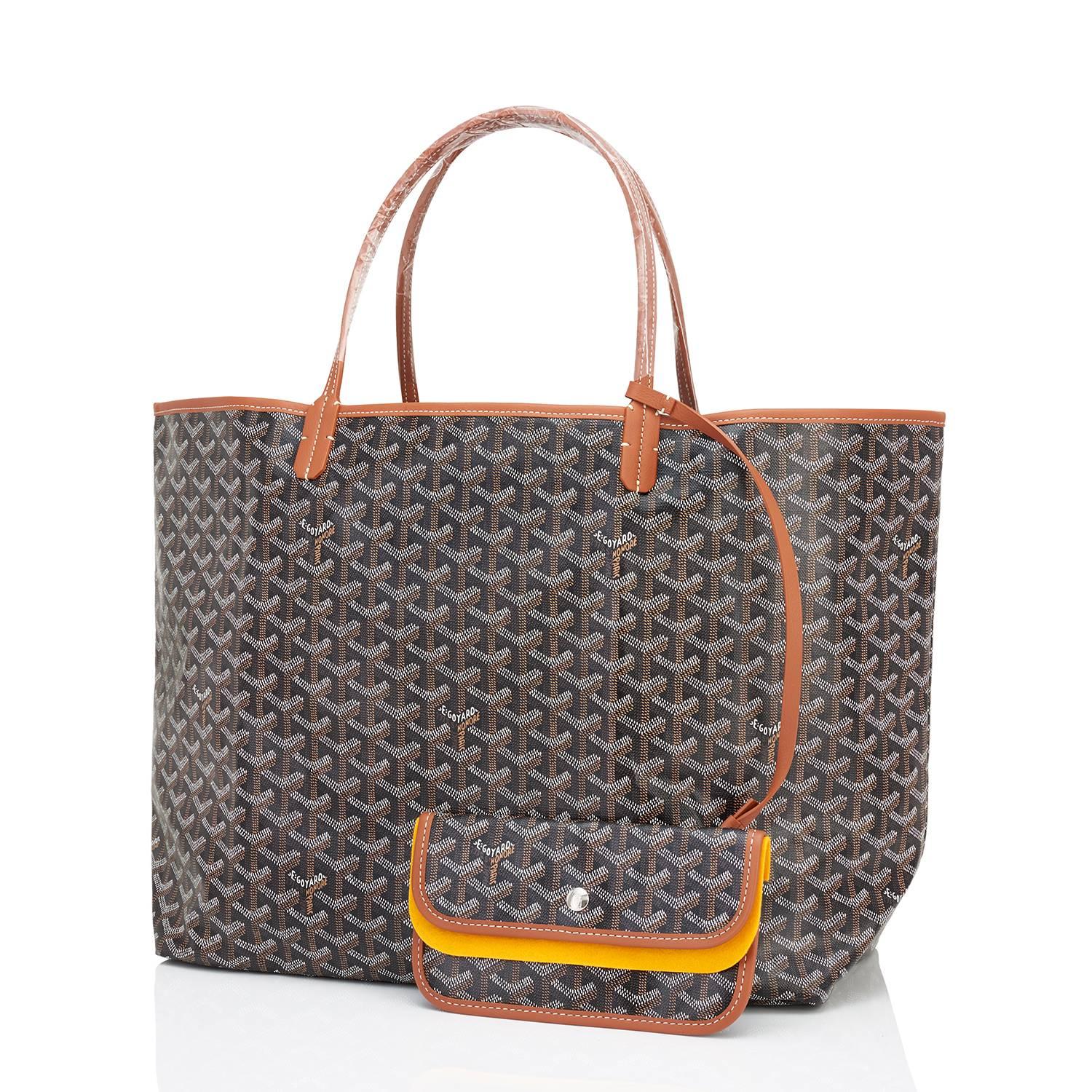 Women's or Men's Goyard Black with Tan Trim St Louis GM Chevron Tote Bag Chic