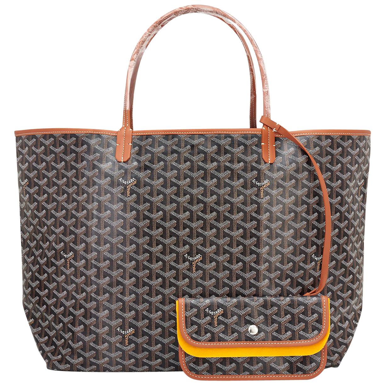 Goyard Black with Tan Trim St Louis GM Chevron Tote Bag Chic