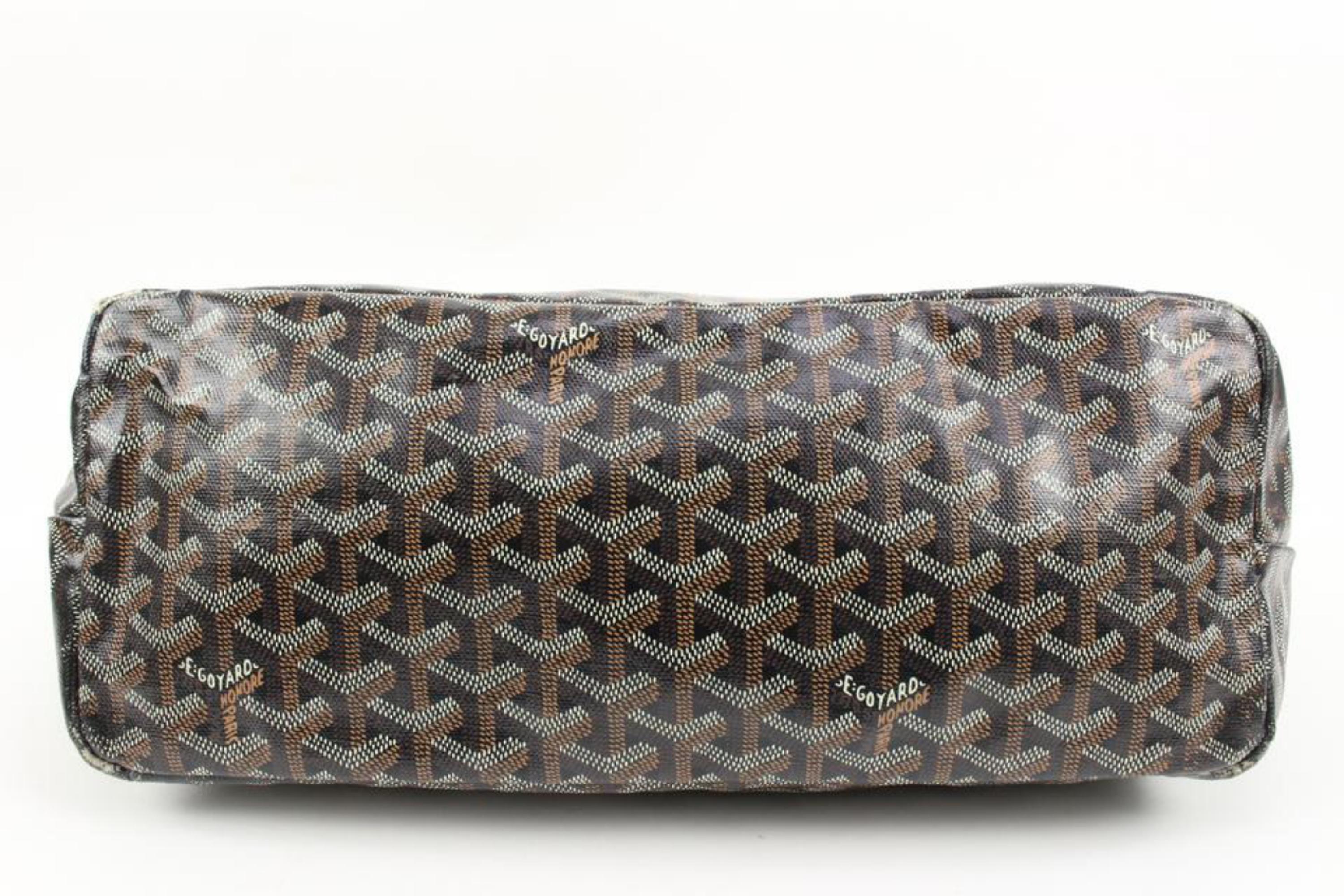 Goyard Black x Brown Chevon St Louis PM Tote with Pouch 6GY88a In Fair Condition In Dix hills, NY