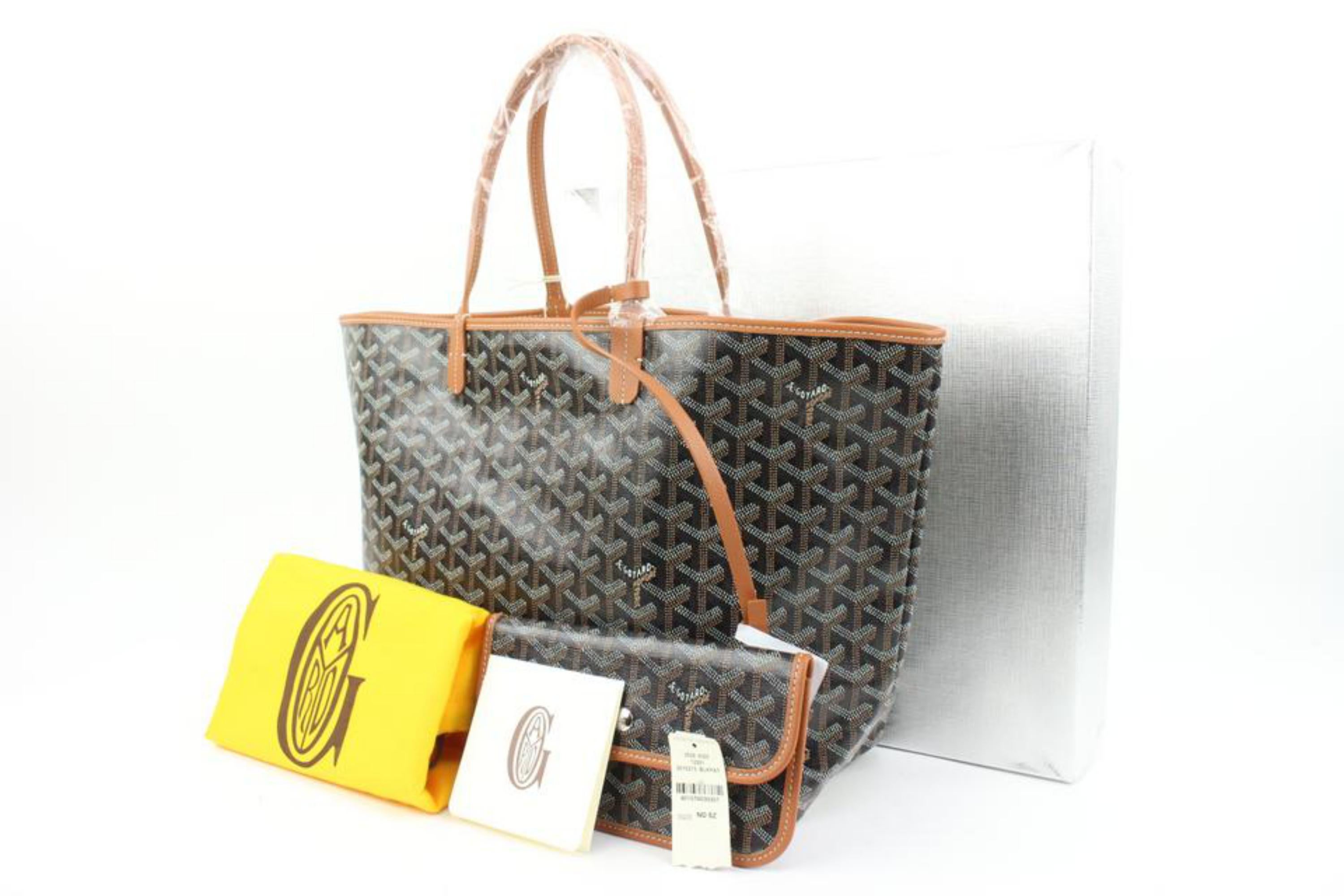 Goyard Black x Brown Chevron St Louis PM Tote Bag with Pouch 51gy23s
Date Code/Serial Number: ADM 120202
Made In: France
Measurements: Length:  18.5