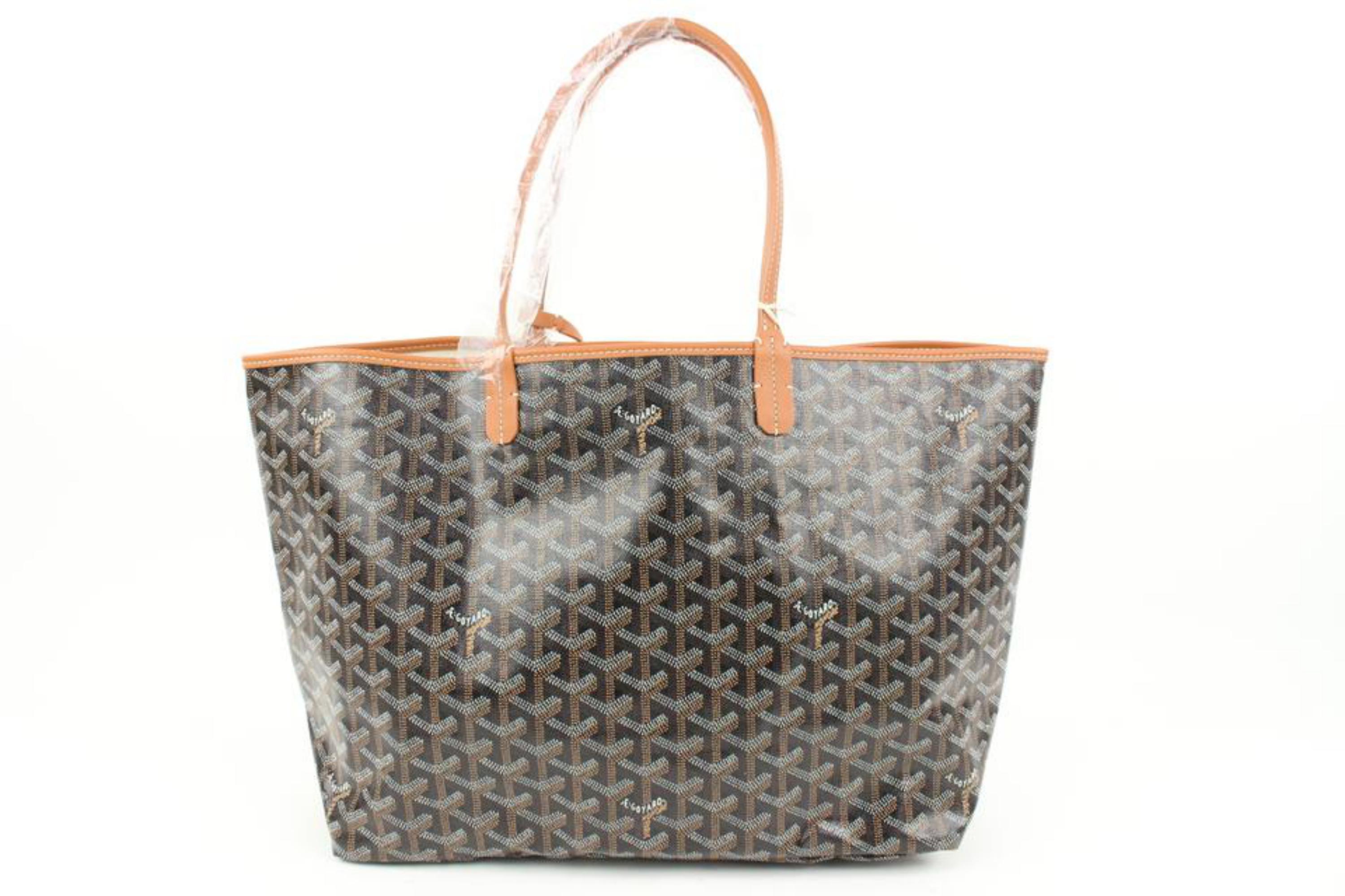 Goyard Black x Brown Chevron St Louis PM Tote Bag with Pouch 51gy23s For Sale 2