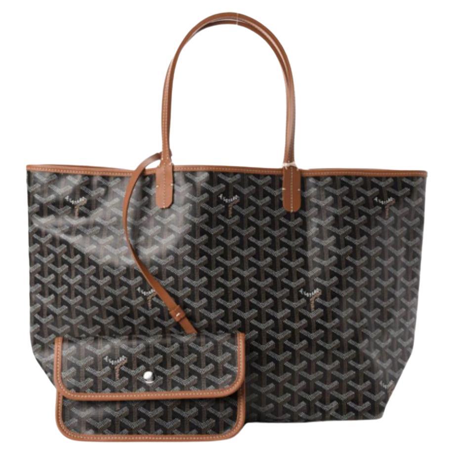 Goyard Black x Brown Chevron St Louis PM Tote Bag with Pouch 51gy23s For Sale