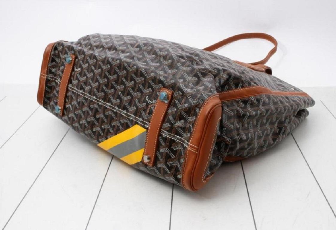 Goyard Black x Brown Chevron Voltair 2way Tote 860863 5