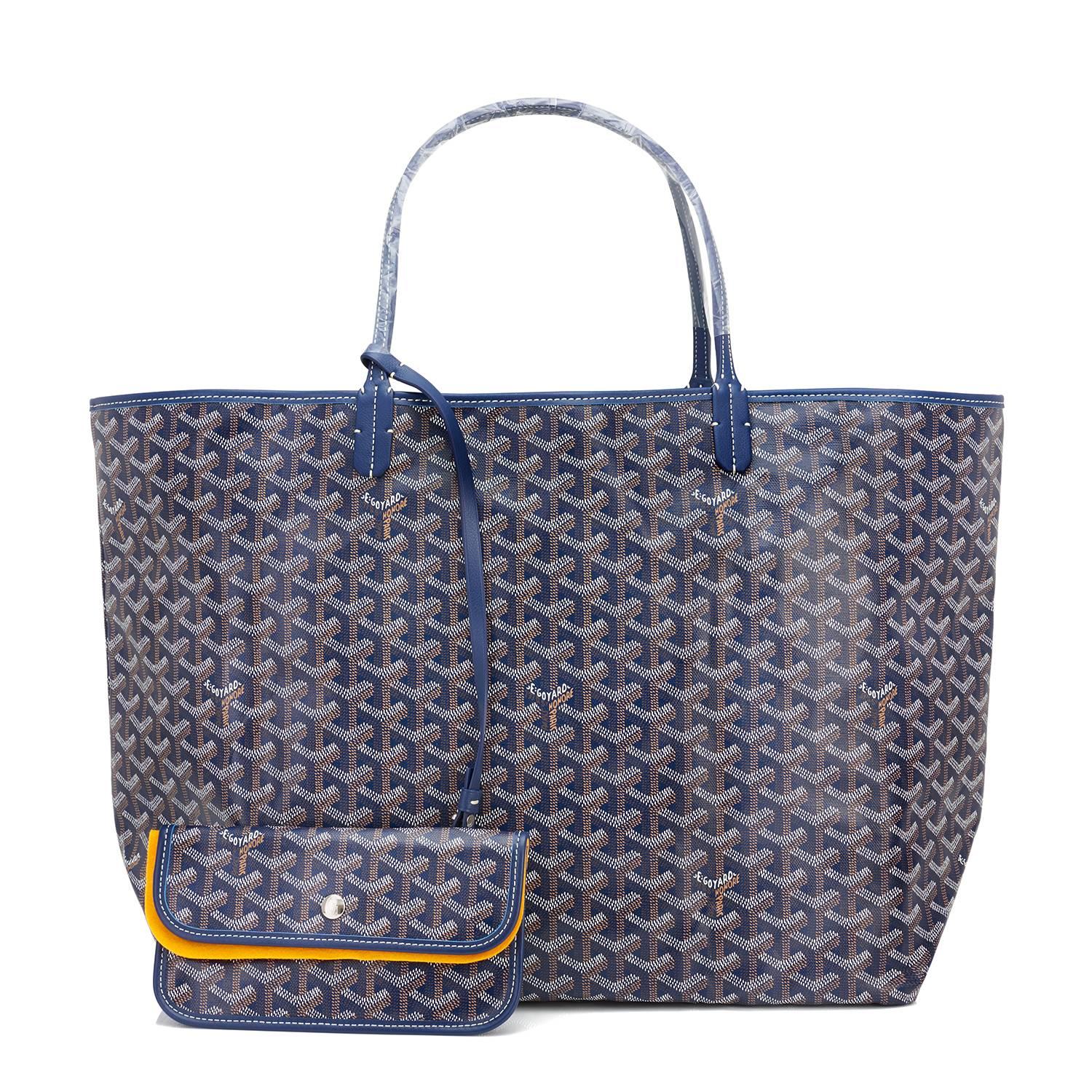 Women's or Men's Goyard Bleu Marine Navy Blue St Louis GM Chevron Tote Bag NEW Gift  For Sale
