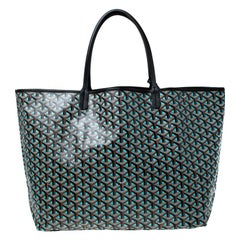 Goyard Blue/Black Goyardine Coated Canvas St. Louis GM Tote