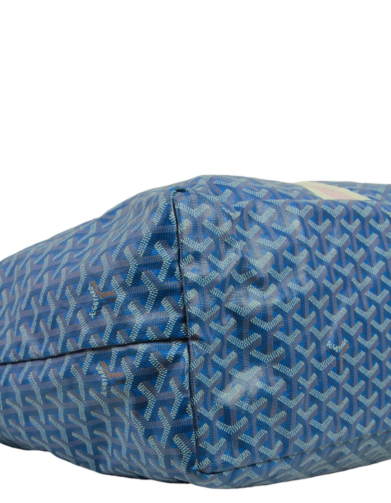 Goyard Blue Canvas Goyardine Saint Louis GM Tote Bag w/ Initials 2