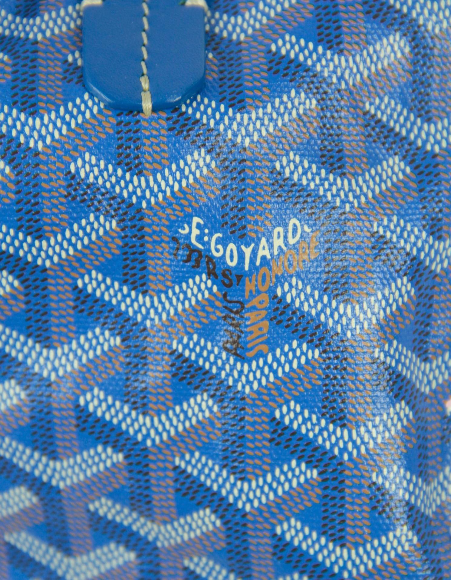 Goyard Blue Canvas Goyardine Saint Louis GM Tote Bag w/ Initials 3
