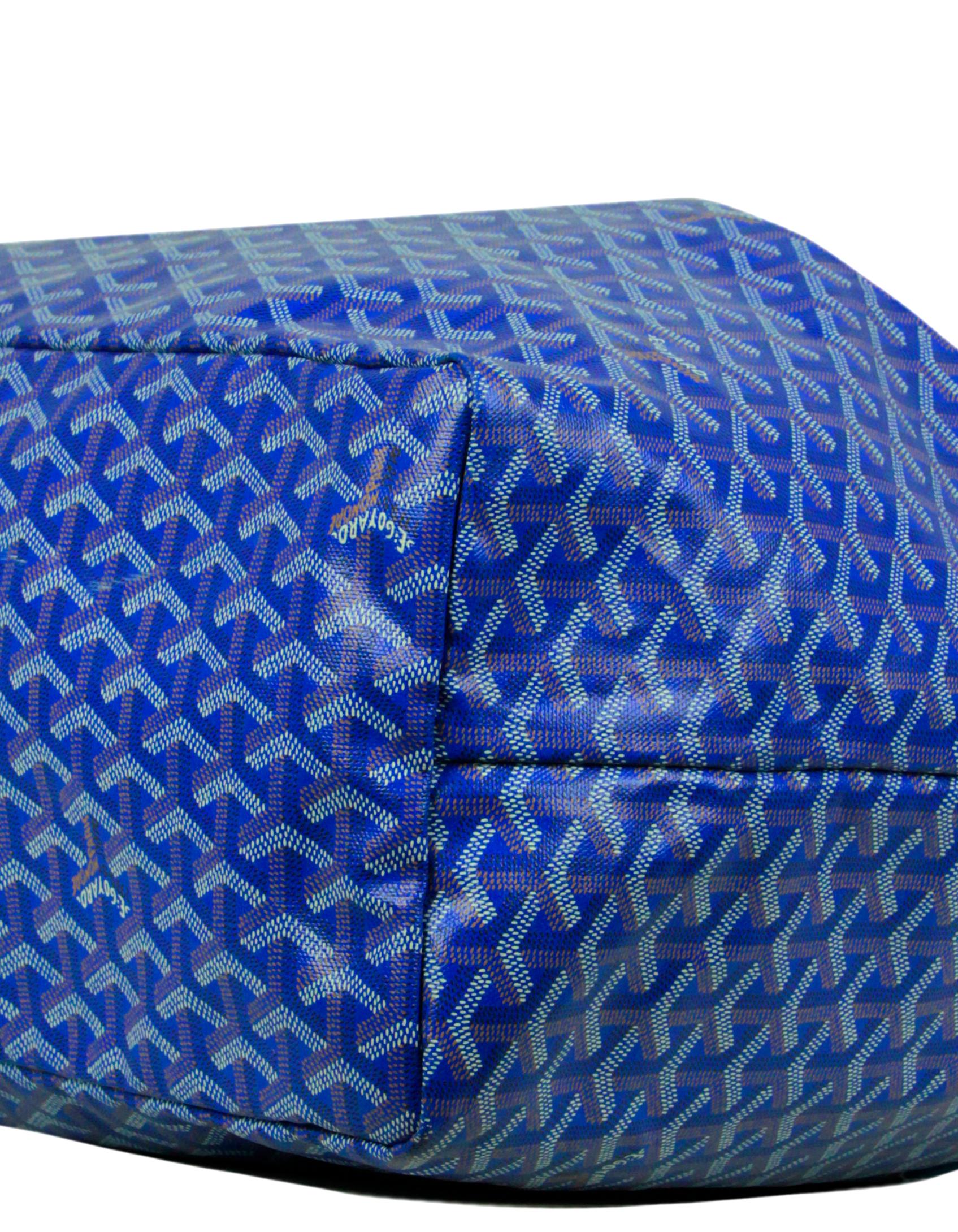 Goyard - Sac cabas Saint Louis GM en toile Goyardine bleue avec fermoir 1