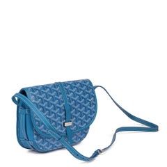 GOYARD Blue Chevron Coated Canvas & Calfskin Leather Belvedere PM