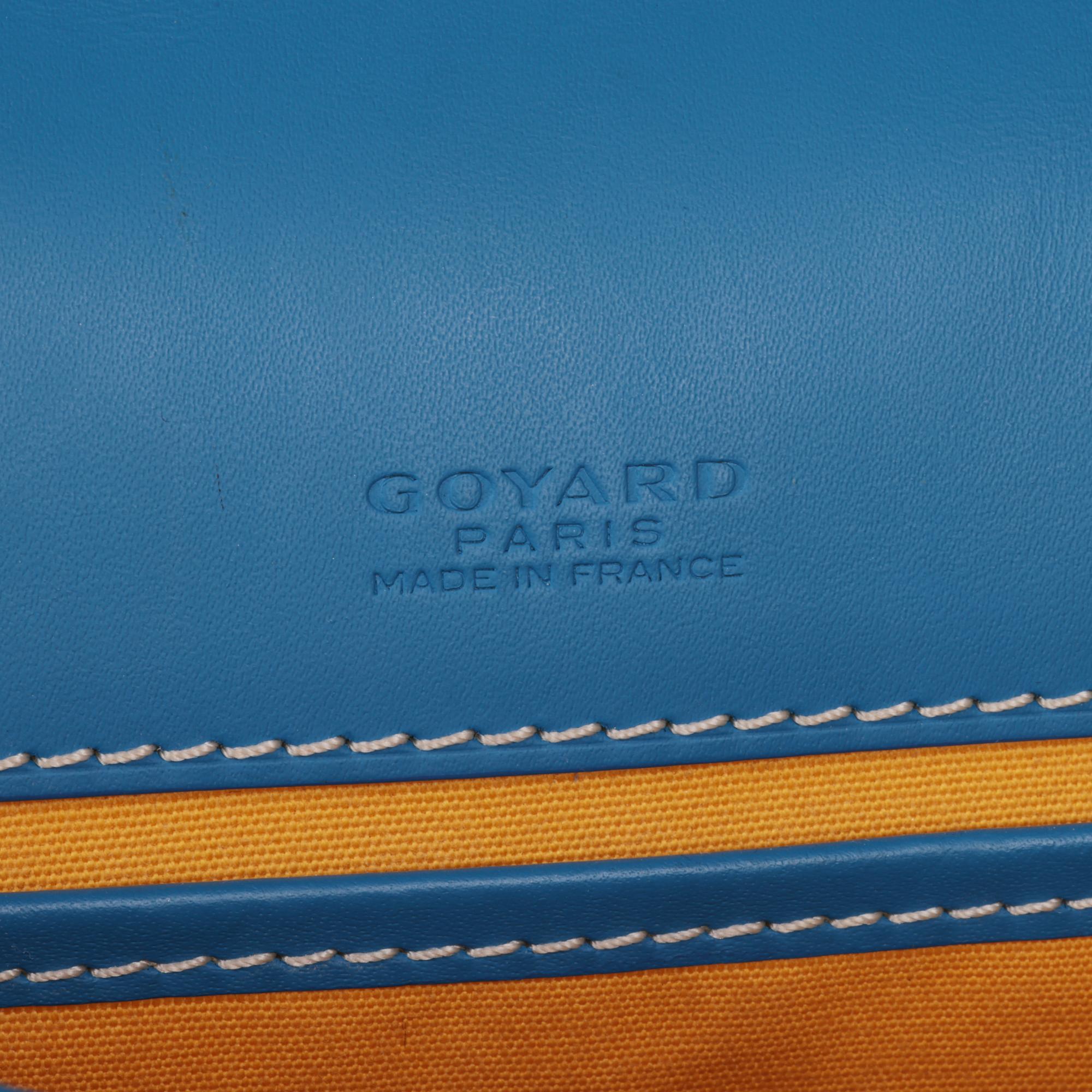 GOYARD Blue Chevron Coated Canvas & Calfskin Leather Belvedere PM 4
