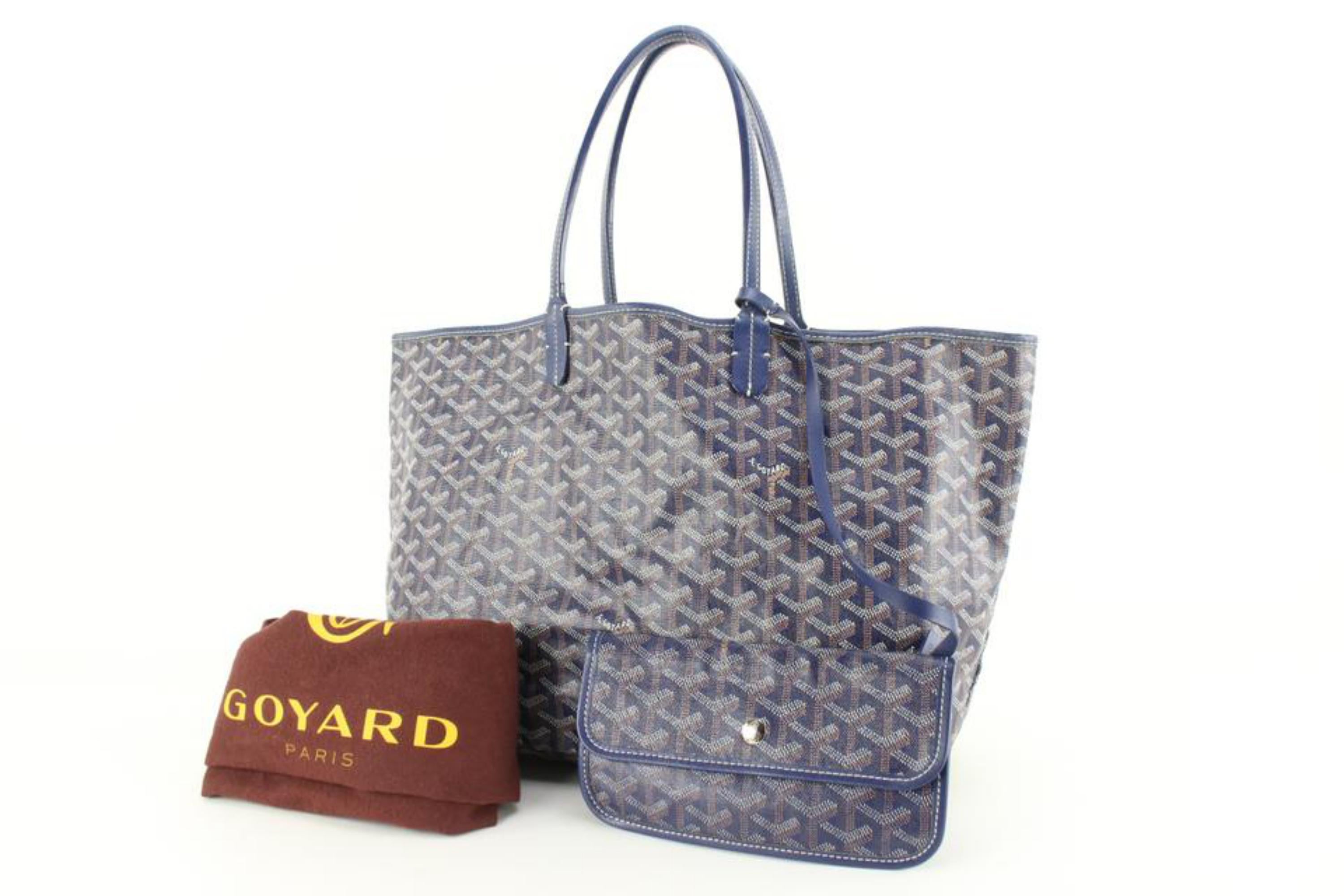 Goyard Blue Chevron St Louis PM Tote with Pouch 13gy830s 2