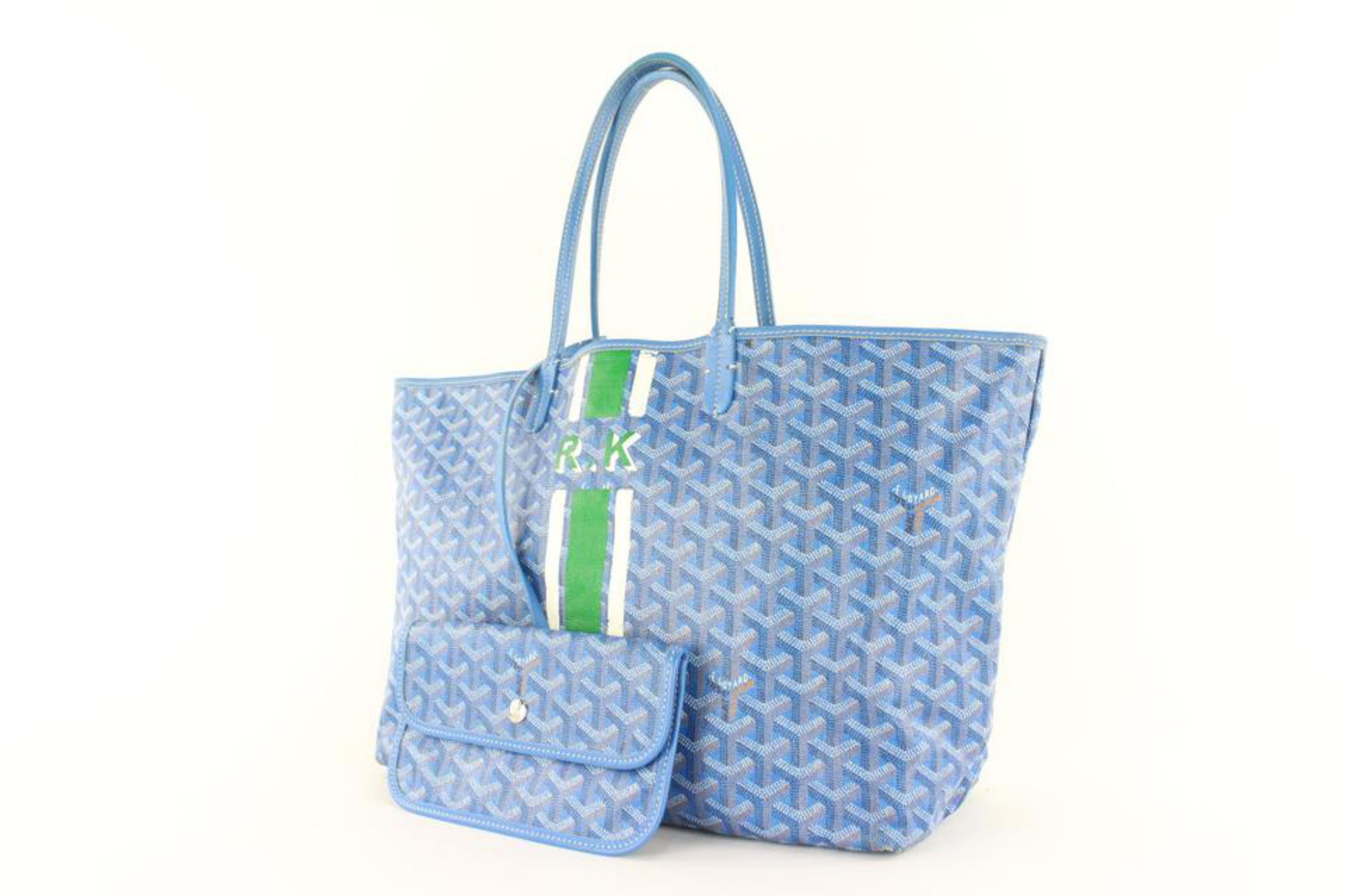 Goyard Blue Chevron St Louis PM Tote with Pouch 1GY1020 8