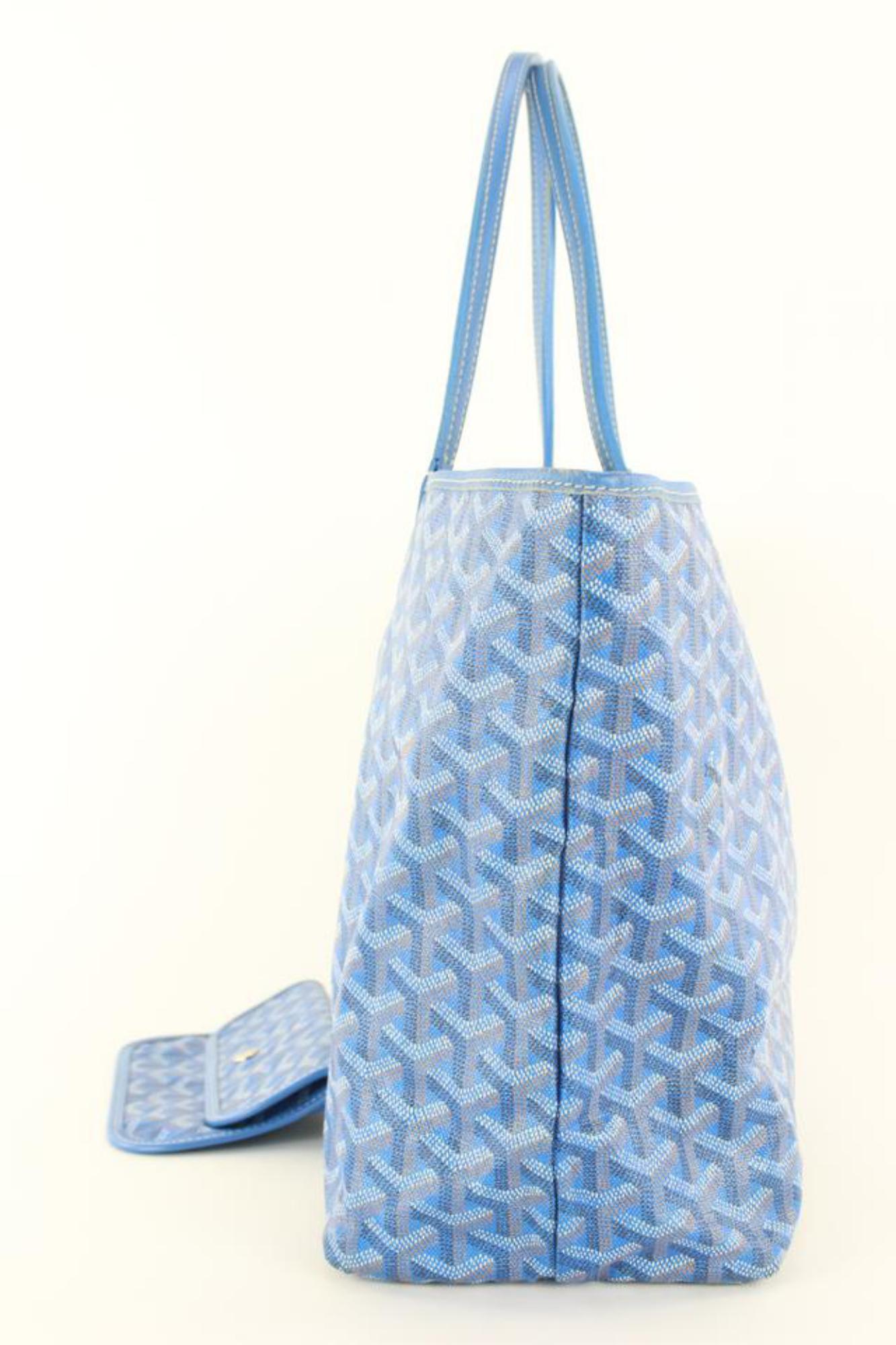 Goyard Blue Chevron St Louis PM Tote with Pouch 1GY1020 In Good Condition In Dix hills, NY
