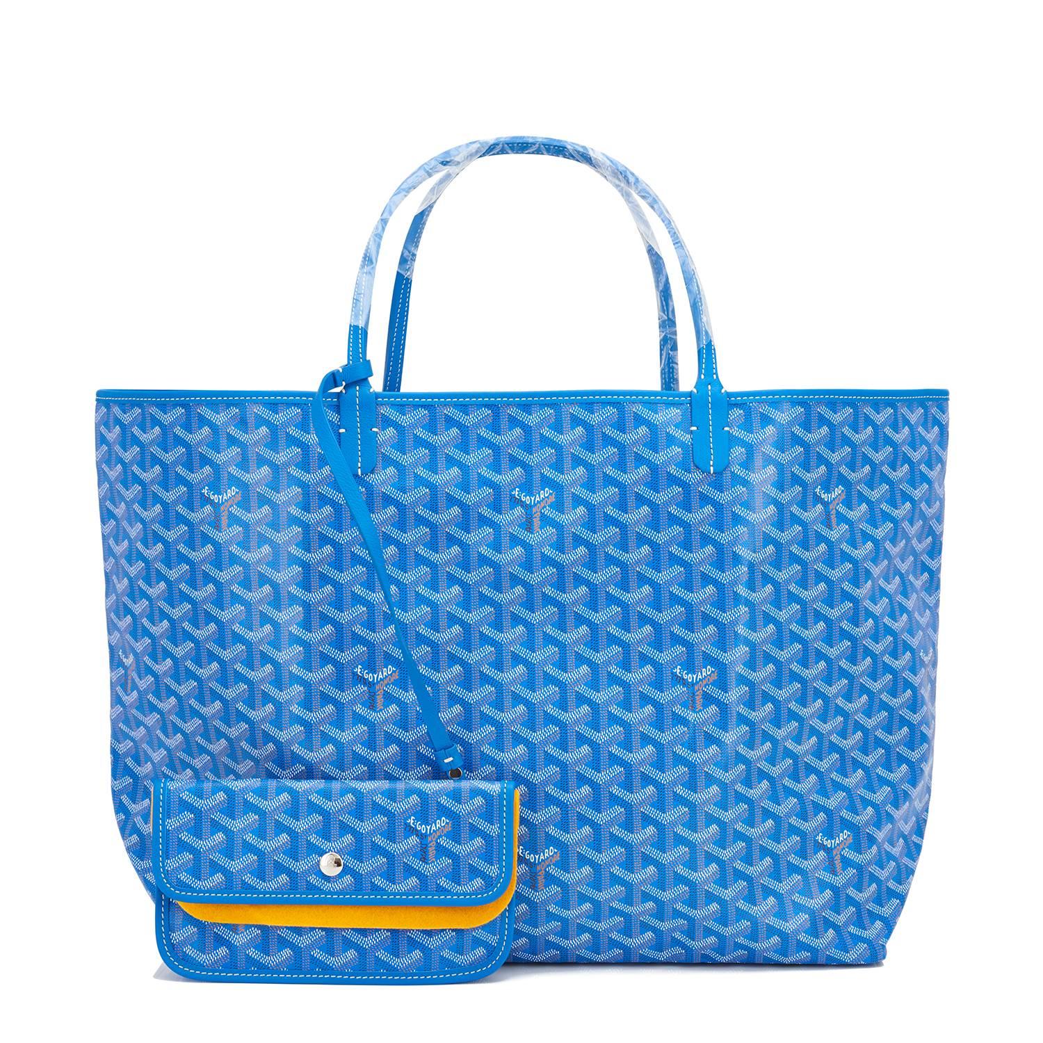 Goyard Blue Claire St Louis GM Chevron Tote Bag Celeb Favorite In New Condition In New York, NY