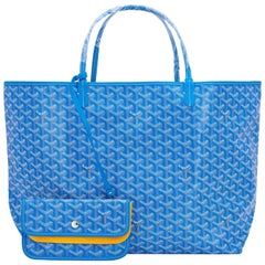 Goyard Blue Claire St Louis GM Chevron Tote Bag Celeb Favorite