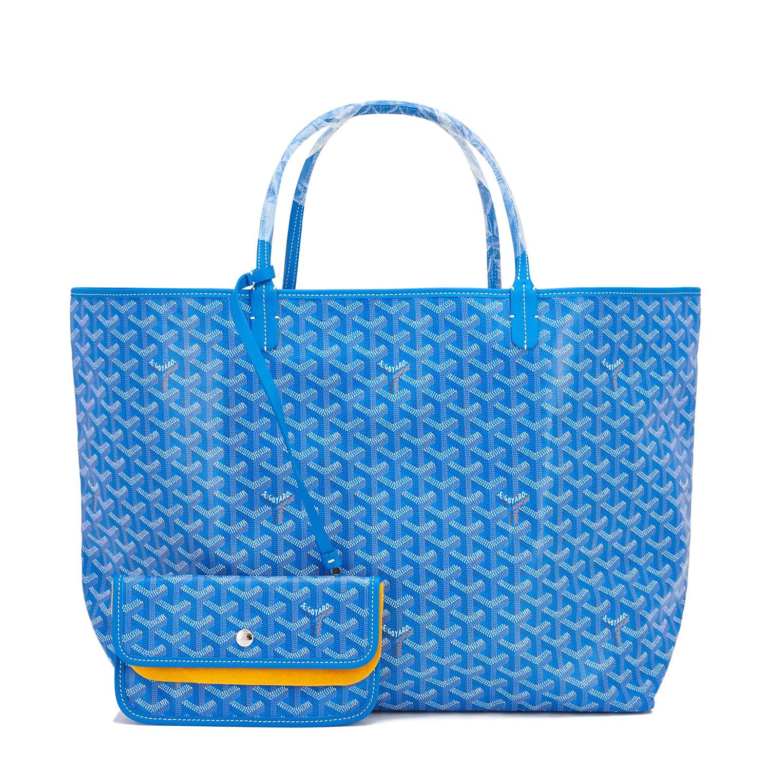 Women's or Men's Goyard Blue Claire St Louis GM Chevron Tote Bag Celeb Favorite NEW, 2021