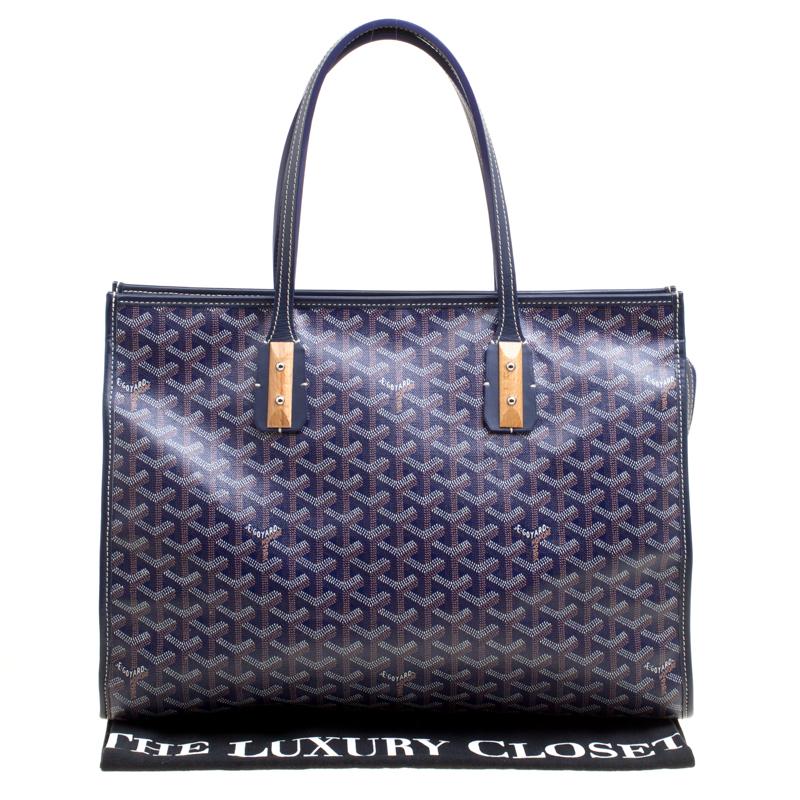 Goyard Blue Coated Canvas and Leather Marquises Tote 2