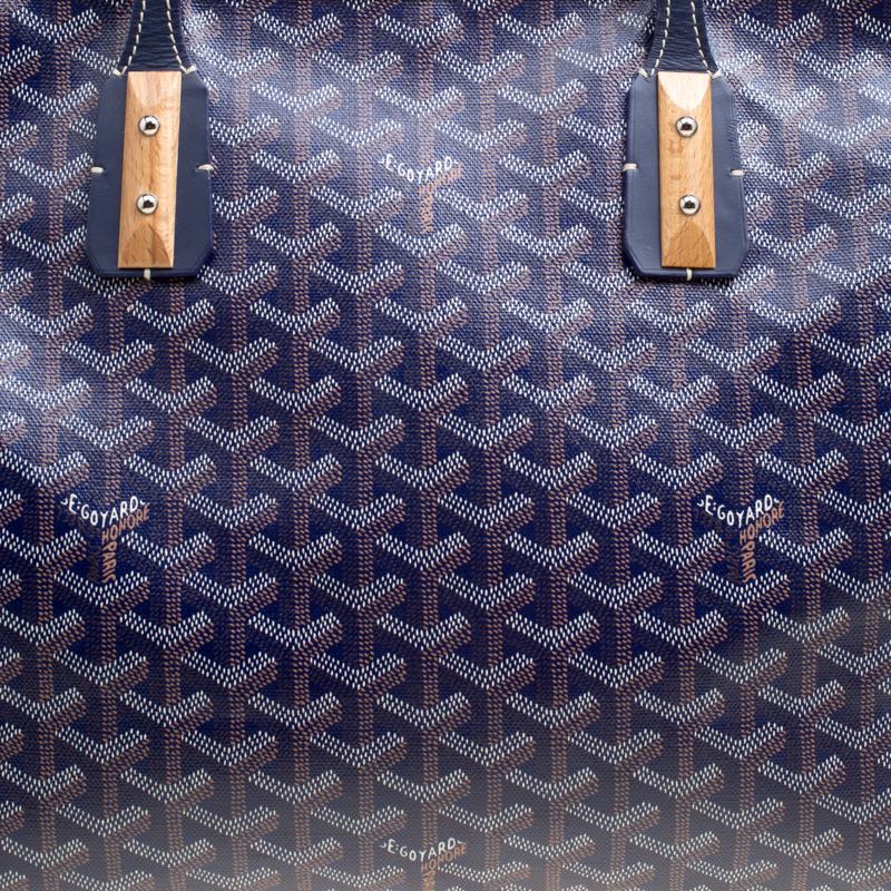 Gray Goyard Blue Coated Canvas and Leather Marquises Tote