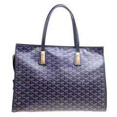 Fourre-tout Goyard en toile enduite et cuir bleu Marquises