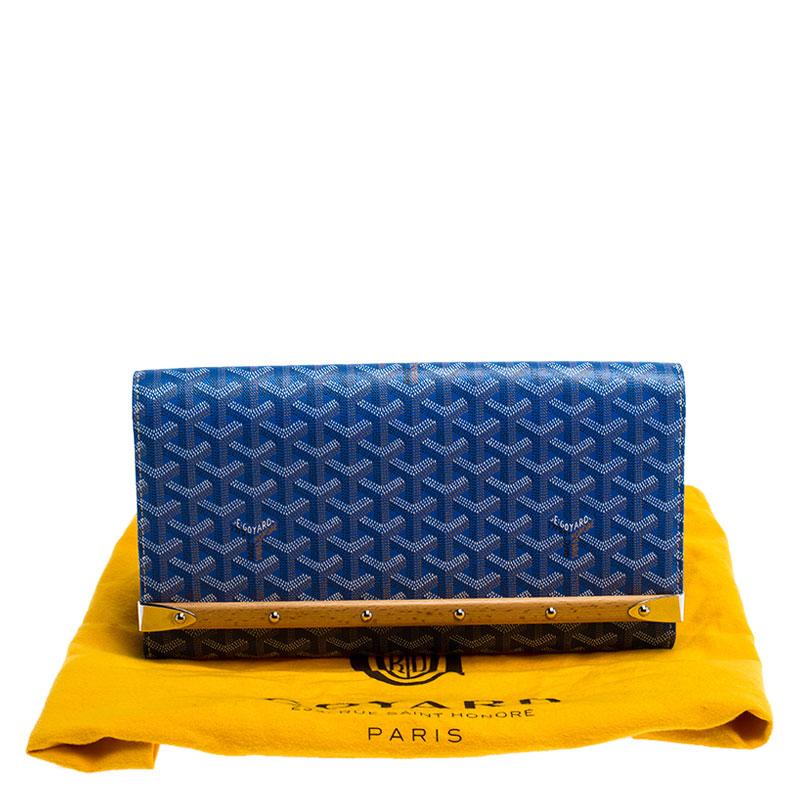 Goyard Blue Coated Canvas Monte Carlo Bois Clutch For Sale 4